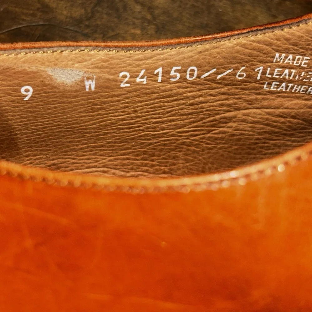 VTG Bostonian Italian Florentine Shoe Men Sz 9 W Pebble Cap Toe Derby Italy